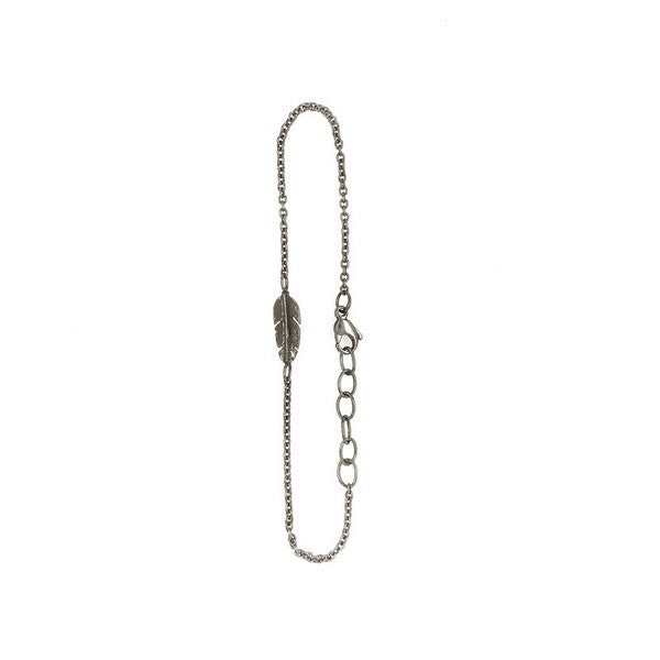 Heiring Mini Fjer armbånd i sort oxideret sølv 15,5–18 cm